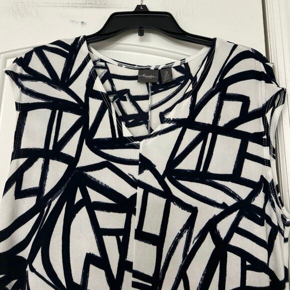 Chico's Black and White Geometric Midi Dress - Picture 4 of 11